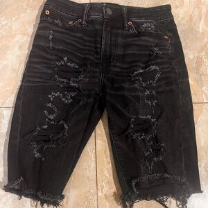 American Eagle Size 26 Distressed Black Denim Shorts
